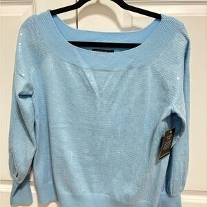 Boston Proper Light Blue Scoop Neck Sweater